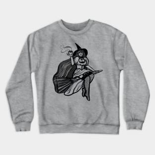 Coffee Witch on Broom Crewneck Sweatshirt